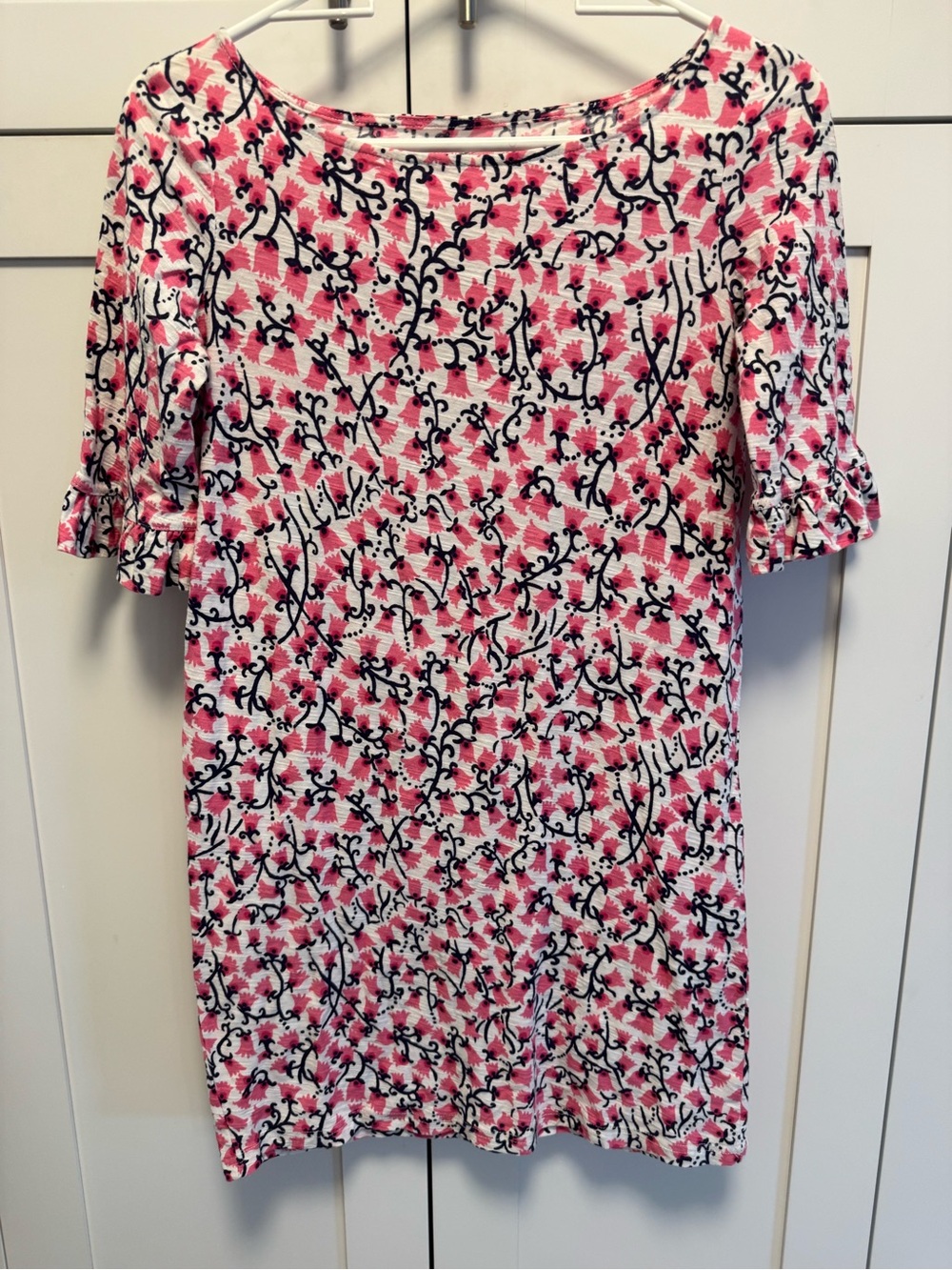 Lilly Pulitzer Pink and Navy Floral Knit Mini Dress Size XS